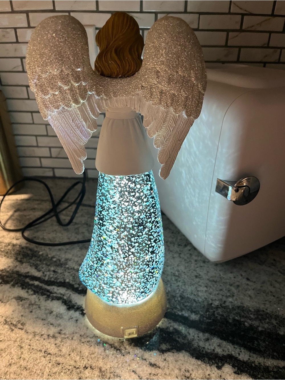 RARE Cracker Barrel Fiber Optic Angel With Glitter Globe Lighted 19” In Box. - Picture 7 of 12
